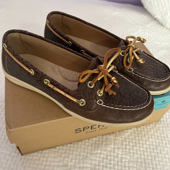 RARE Sperry embossed leather boat shoes (8.5) - Picture 1 of 5